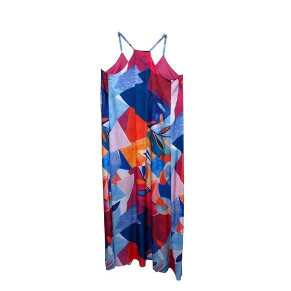 New Nicole Miller Dress 1X Oversized Pockets Abstract Geometric Resort Cruise